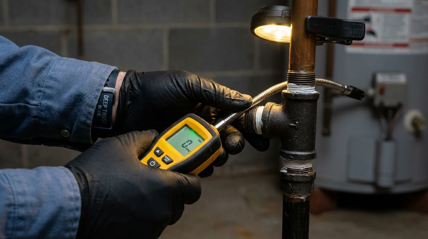 Gas leak detection with electronic sniffer by Johns Plumbing LLC in Burns